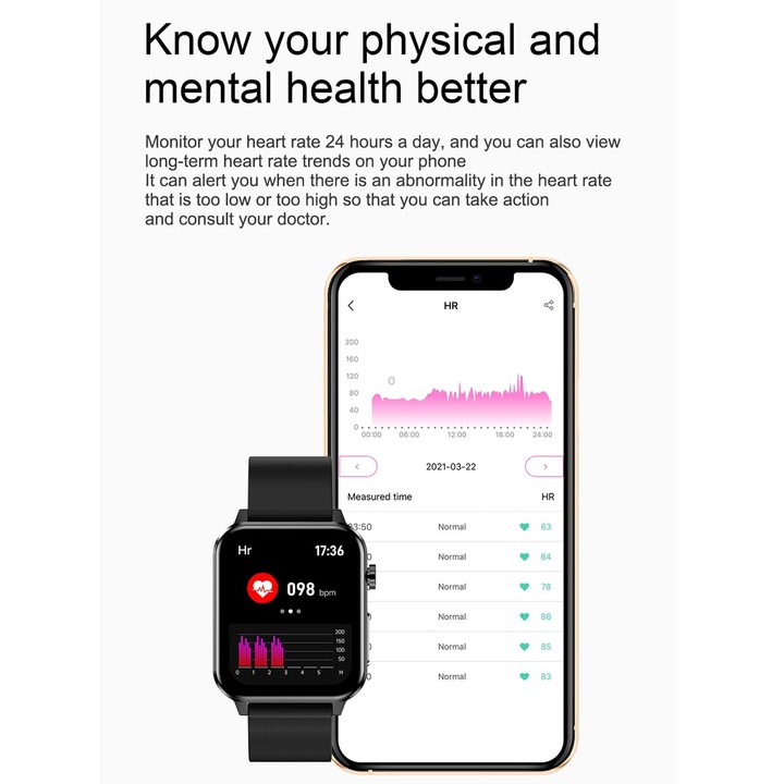 E86 1.7 inch TFT Color Screen IP68 Waterproof Smart Watch, Support Blood Oxygen Monitoring / Body Temperature Monitoring / AI Me