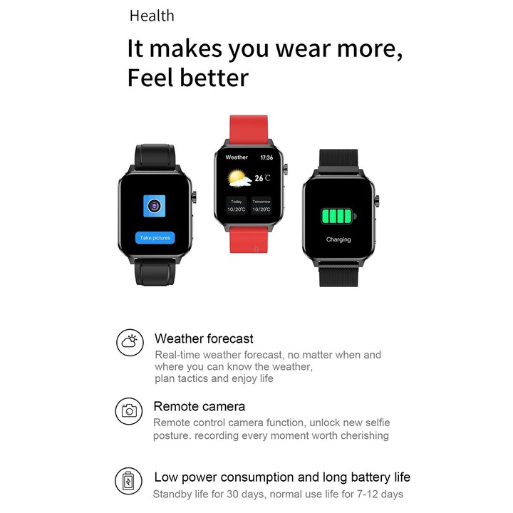 E86 1.7 inch TFT Color Screen IP68 Waterproof Smart Watch, Support Blood Oxygen Monitoring / Body Temperature Monitoring / AI Me