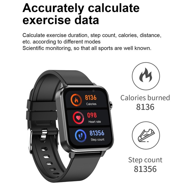 E86 1.7 inch TFT Color Screen IP68 Waterproof Smart Watch, Support Blood Oxygen Monitoring / Body Temperature Monitoring / AI Me
