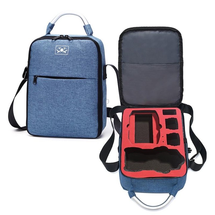 Shockproof Waterproof Single Shoulder Storage Travel Carrying Cover Case Box for DJI Air 2S(Blue+Red Liner)