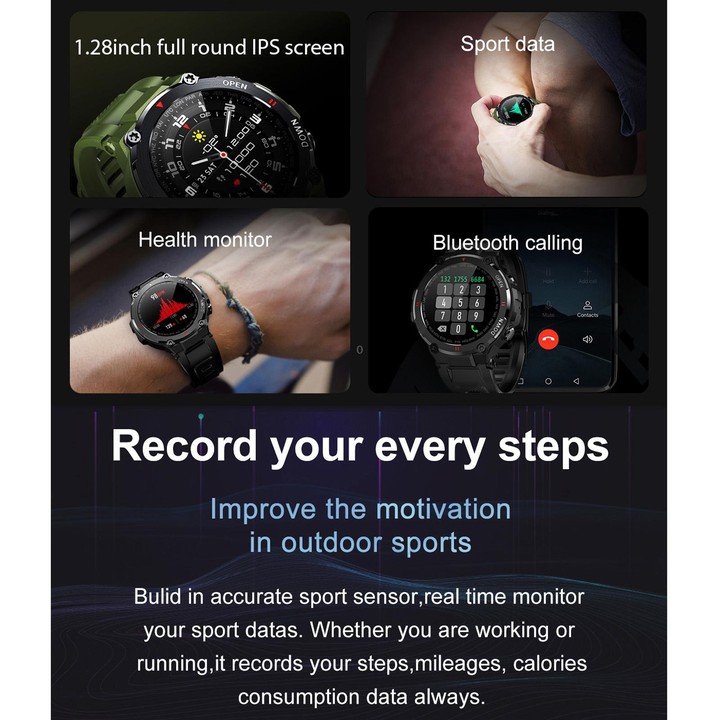 K22 1.28 inch IPS Screen Smart Watch, Support Menstrual Cycle Reminder / Bluetooth Call / Sleep Monitoring(Grey)