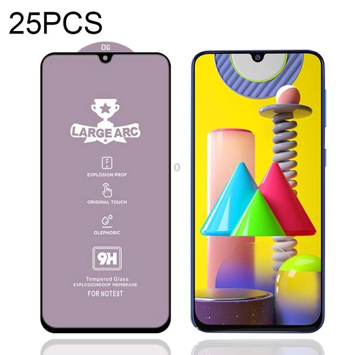 For Samsung Galaxy M31 25 PCS 9H HD Large Arc High Alumina Full Screen Tempered Glass Film