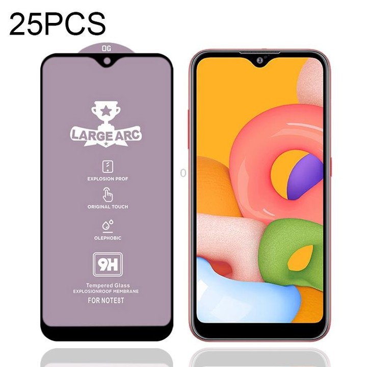 For Samsung Galaxy A01 25 PCS 9H HD Large Arc High Alumina Full Screen Tempered Glass Film