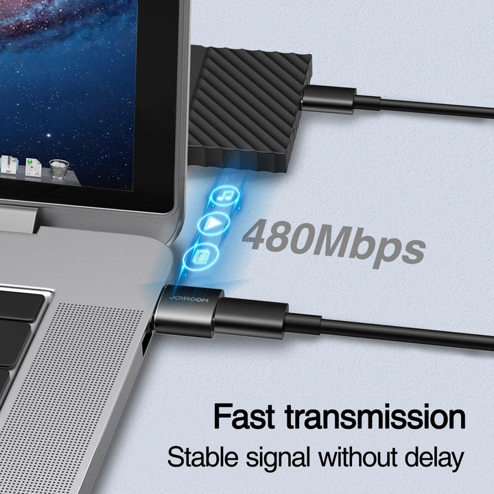 JOYROOM S-H152 3A USB Male to USB-C / Type-C Female OTG Adapter(Black)