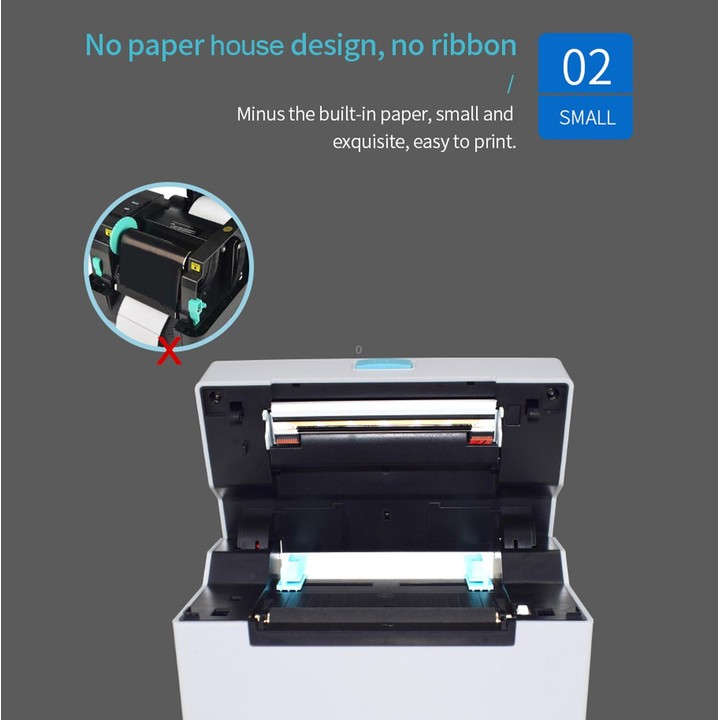 POS-9220 100x150mm Thermal Express Bill Self-adhesive Label Printer, USB with Holder Version, EU Plug