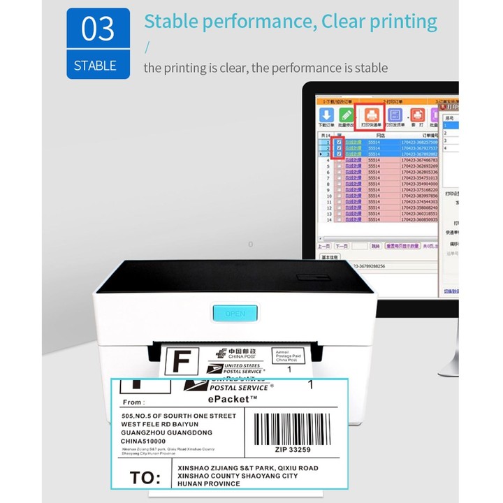 POS-9220 100x150mm Thermal Express Bill Self-adhesive Label Printer, USB with Holder Version, US Plug