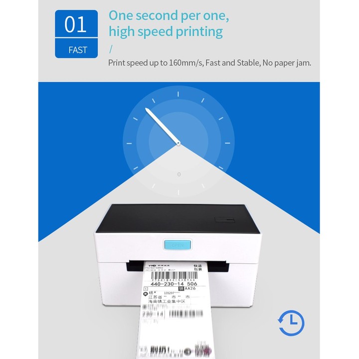 POS-9220 100x150mm Thermal Express Bill Self-adhesive Label Printer, USB + Bluetooth with Holder Version, UK Plug
