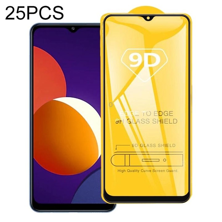 For Samsung Galaxy M12 25 PCS 9D Full Glue Full Screen Tempered Glass Film
