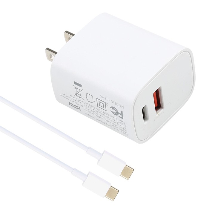 U087 20W USB-C / Type-C + USB Ports Charger with 100W Type-C to Type-C Fast Charging Cable 2m, US Plug