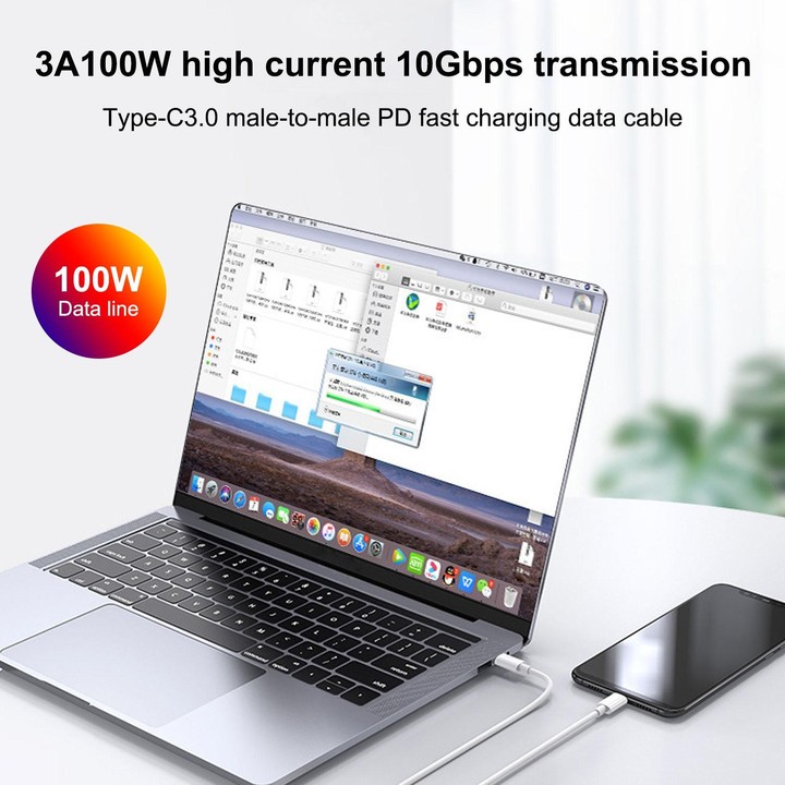 U087 20W USB-C / Type-C + USB Ports Charger with 100W Type-C to Type-C Fast Charging Cable 2m, US Plug