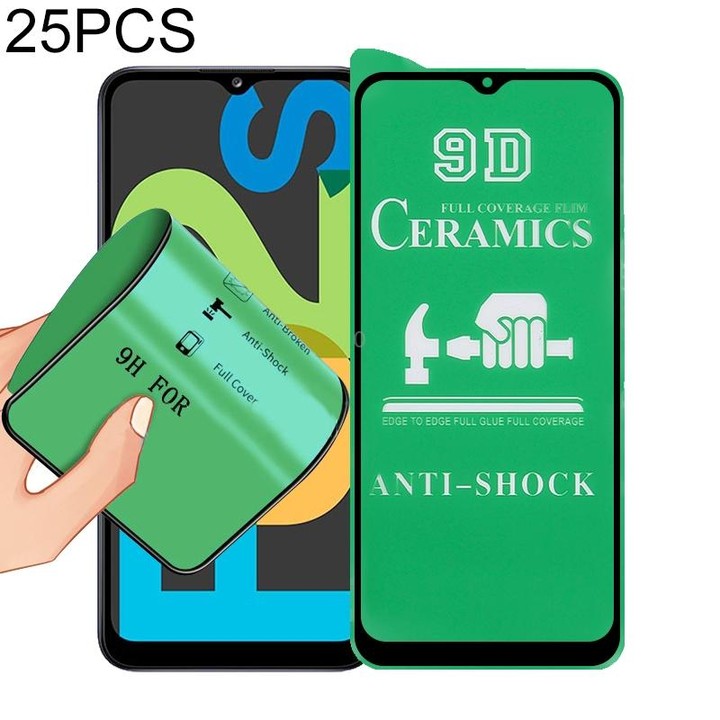 For Samsung Galaxy F02s 25 PCS 9D Full Screen Full Glue Ceramic Film