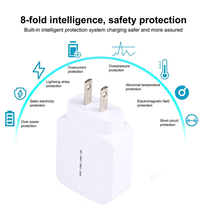 LZ-822A+C PD 20W USB-C / Type-C + QC 3.0 USB Fast Travel Charger, US Plug