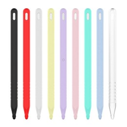 3 in 1 Pure Color Silicone Stylus Pen Protective Case Set for Apple Pencil 2(Red)