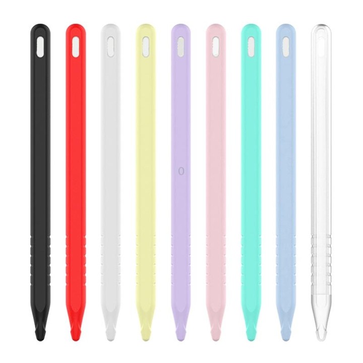 3 in 1 Pure Color Silicone Stylus Pen Protective Case Set for Apple Pencil 2(Yellow)