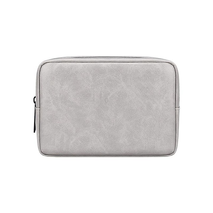 DY03 Portable Digital Accessory Leather Bag(Grey)