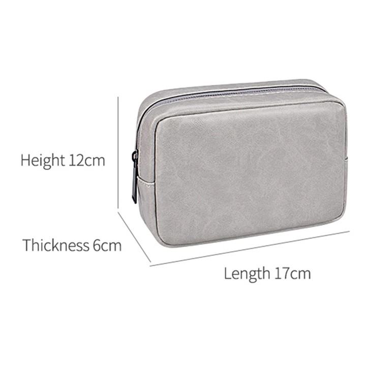 DY03 Portable Digital Accessory Leather Bag(Grey)