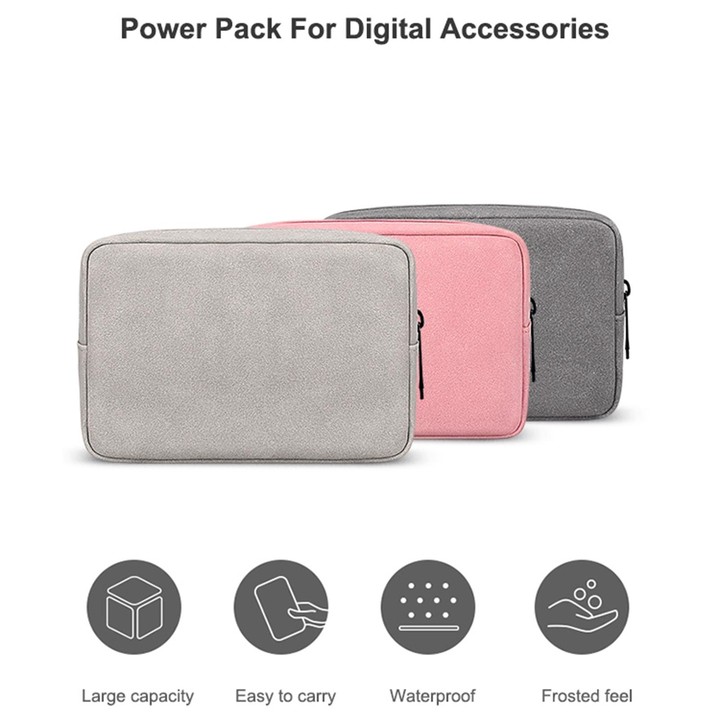 DY04 Portable Digital Accessory Frosted PU Bag(Pink)