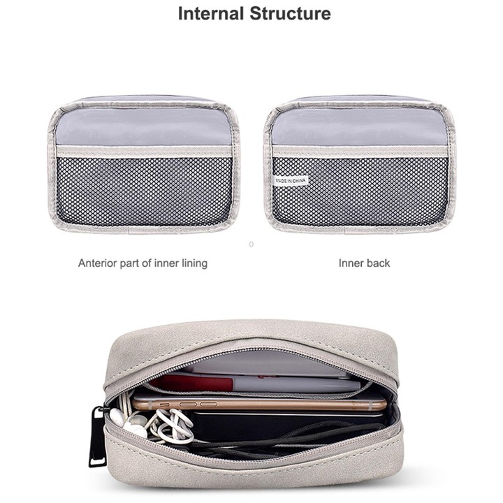 DY04 Portable Digital Accessory Frosted PU Bag(Pink)
