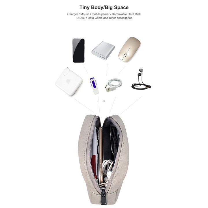 DY04 Portable Digital Accessory Frosted PU Bag(Light Grey)