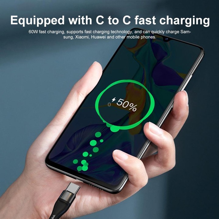 PD 60W USB-C / Type-C to USB-C / Type-C Fast Charging Nylon Braided Data Cable, Cable Length:1m(Black)
