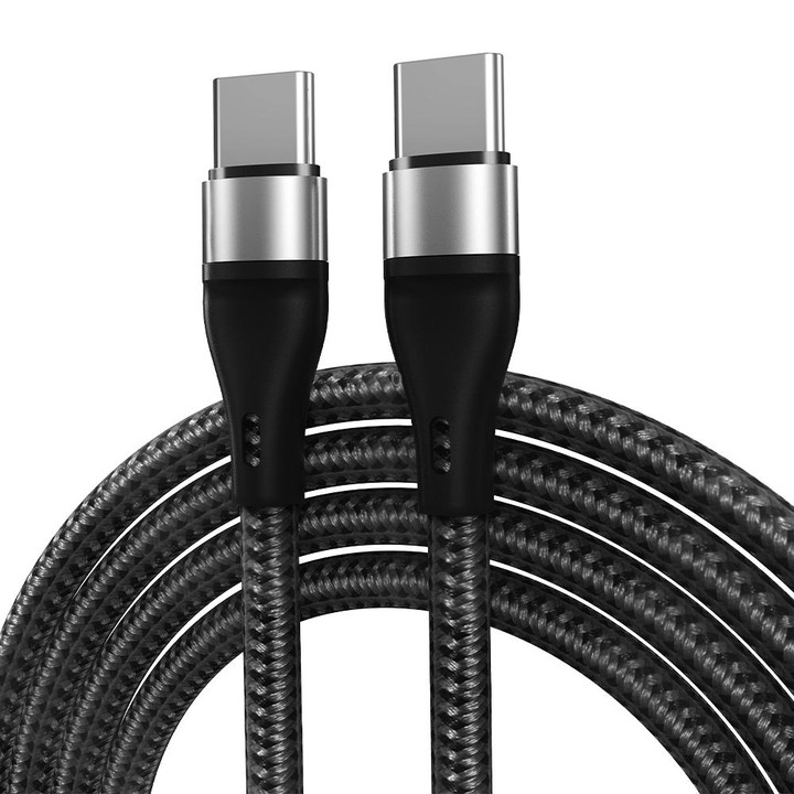 PD 60W USB-C / Type-C to USB-C / Type-C Fast Charging Nylon Braided Data Cable, Cable Length:1m(Silver)