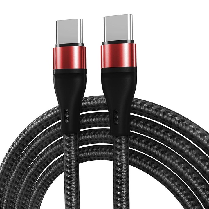 PD 60W USB-C / Type-C to USB-C / Type-C Fast Charging Nylon Braided Data Cable, Cable Length:2m(Red)