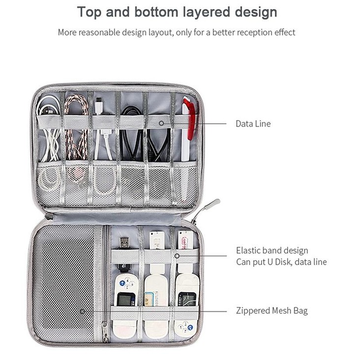 SM01S Double-layer Multifunctional Digital Accessory Storage Bag(Black)