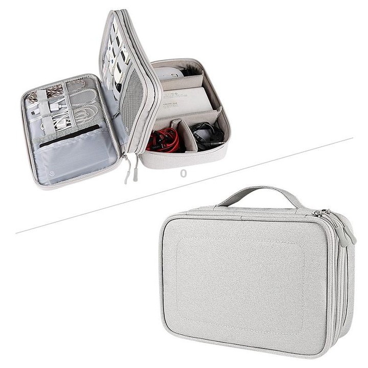 SM02S Double-layer Multifunctional Digital Accessory Storage Bag(Grey)