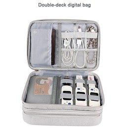 SM02S Double-layer Multifunctional Digital Accessory Storage Bag(Grey)