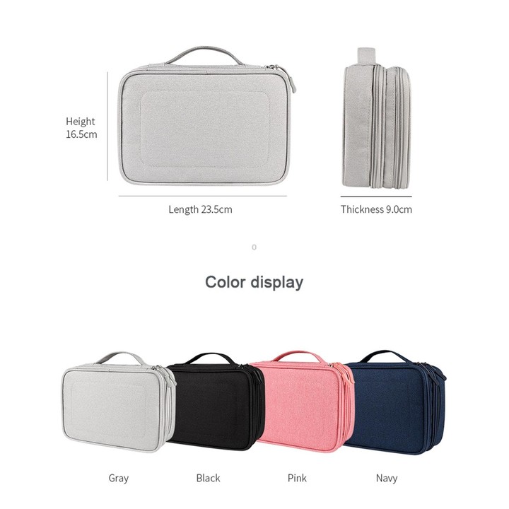 SM02S Double-layer Multifunctional Digital Accessory Storage Bag(Pink)