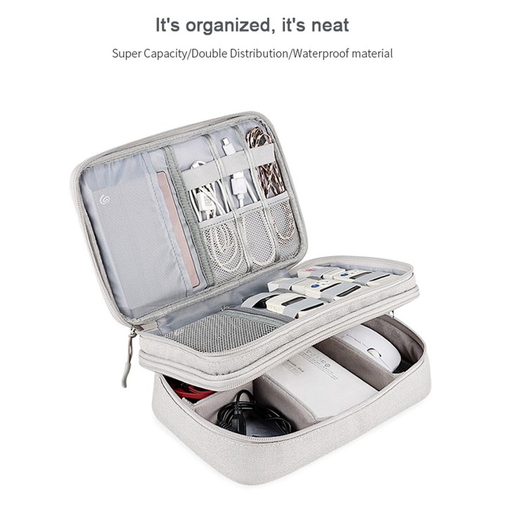 SM02S Double-layer Multifunctional Digital Accessory Storage Bag(Black)