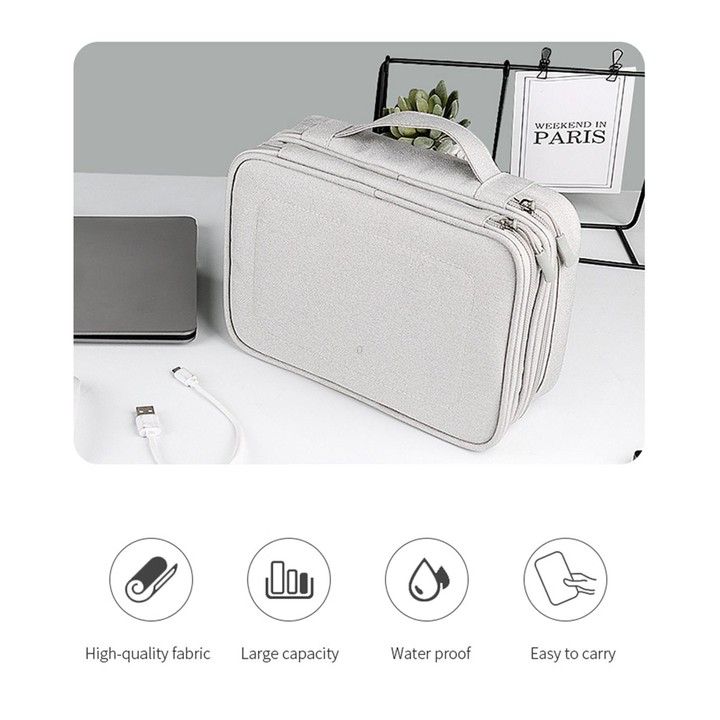 SM02S Double-layer Multifunctional Digital Accessory Storage Bag(Black)