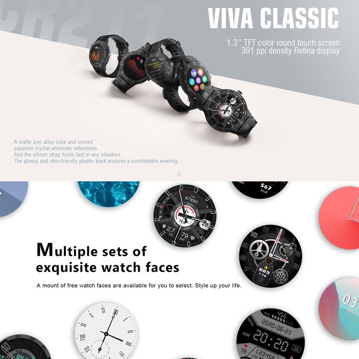 CR211 1.3 inch TFT Color Screen 5ATM Waterproof Smart Watch, Support Sleep Monitoring / Heart Rate Monitoring / Blood Oxygen Mon