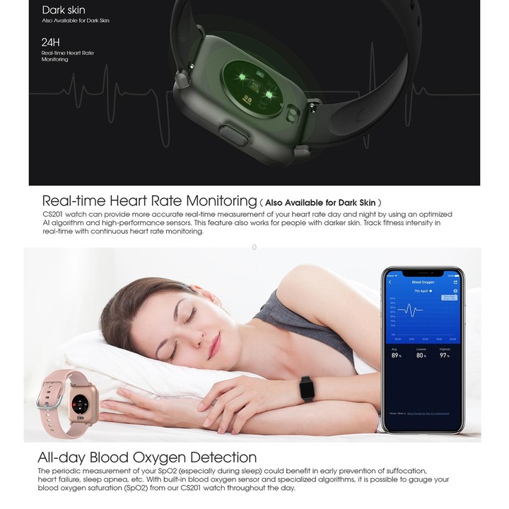 CS201 1.3 inch TFT Color Screen IP68 Waterproof Sport Smart Watch, Support Sleep Monitoring / Heart Rate Monitoring / Blood Oxyg