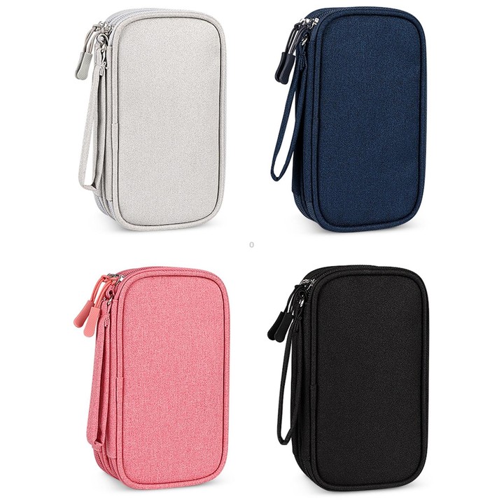 SM05 Double-layer Digital Accessory Storage Bag with Lanyard(Navy Blue)