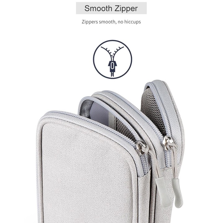 SM05 Double-layer Digital Accessory Storage Bag with Lanyard(Gray)