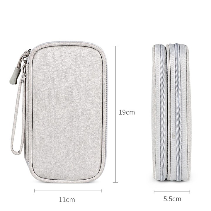 SM05 Double-layer Digital Accessory Storage Bag with Lanyard(Gray)