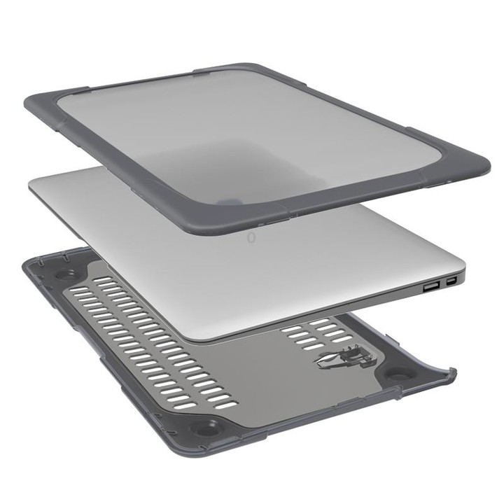 For MacBook Air 11.6 inch A1465 / A1370 TPU and PC Two-color Anti-fall Laptop Protective Case(Grey)