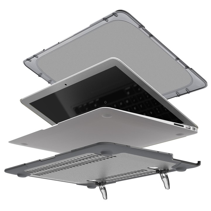 For MacBook Air 13.3 inch A1466 / A1369 TPU and PC Two-color Anti-fall Laptop Protective Case(Grey)
