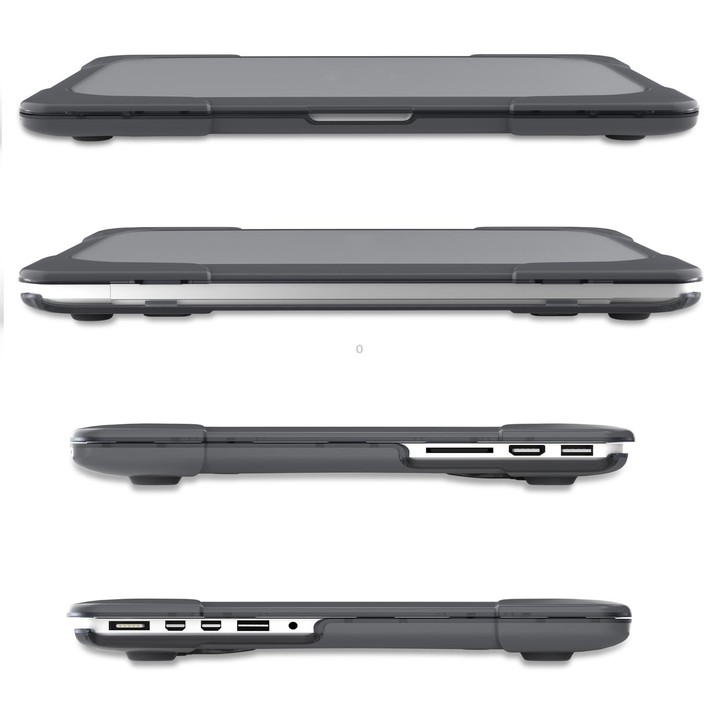 TPU + PC Two-color Anti-fall Laptop Protective Case For MacBook Pro Retina 15.4 inch A1398(Grey)