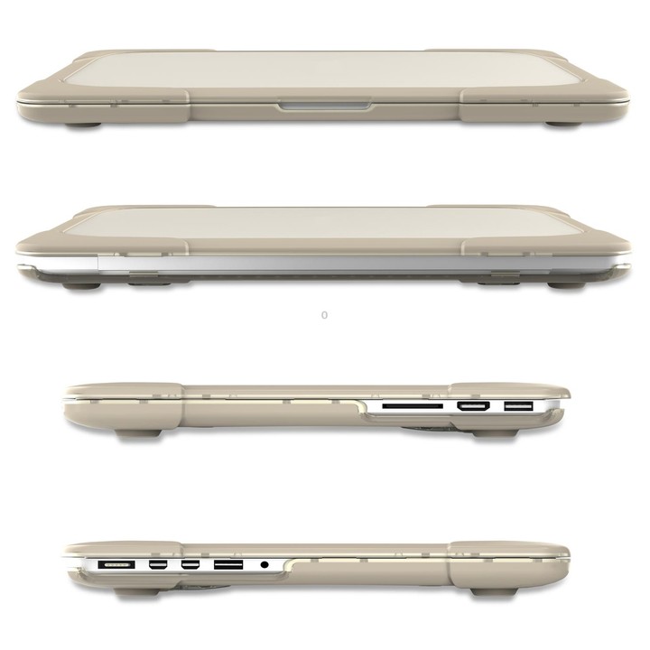 TPU + PC Two-color Anti-fall Laptop Protective Case For MacBook Pro Retina 15.4 inch A1398(Khaki)