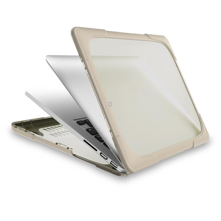 TPU + PC Two-color Anti-fall Laptop Protective Case For MacBook Pro Retina 15.4 inch A1398(Khaki)