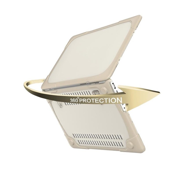 TPU + PC Two-color Anti-fall Laptop Protective Case For MacBook Pro Retina 15.4 inch A1398(Khaki)