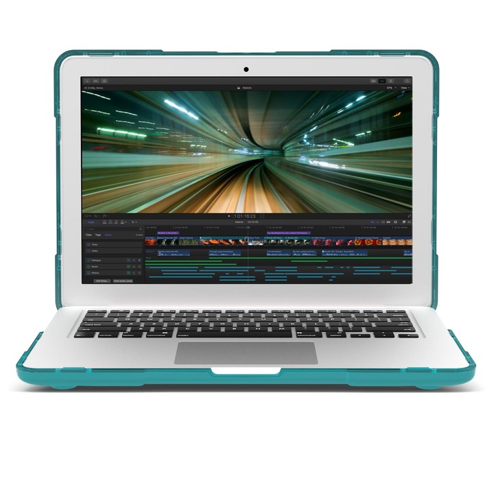 TPU + PC Two-color Anti-fall Laptop Protective Case For MacBook Pro Retina 15.4 inch A1398(Sky Blue)