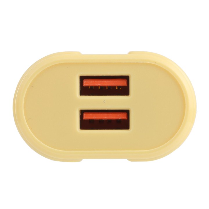 13-22 2.1A Dual USB Macarons Travel Charger, EU Plug(Yellow)