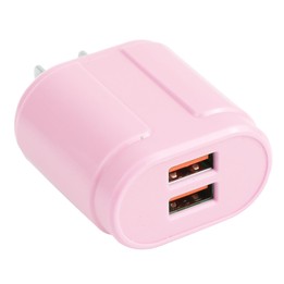 13-22 2.1A Dual USB Macarons Travel Charger, US Plug(Pink)