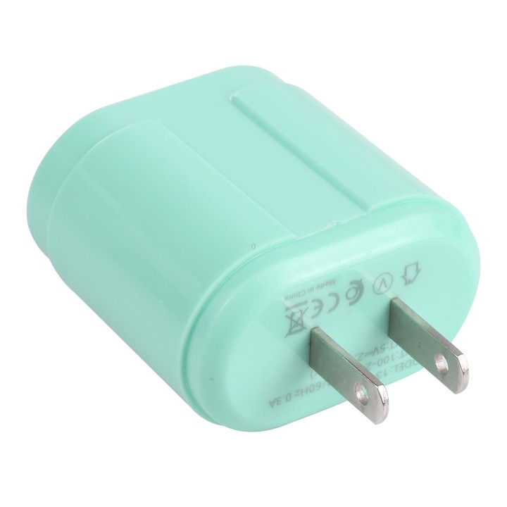 13-22 2.1A Dual USB Macarons Travel Charger, US Plug(Green)