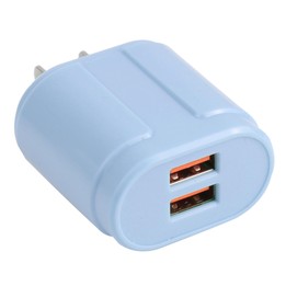 13-22 2.1A Dual USB Macarons Travel Charger, US Plug(Blue)