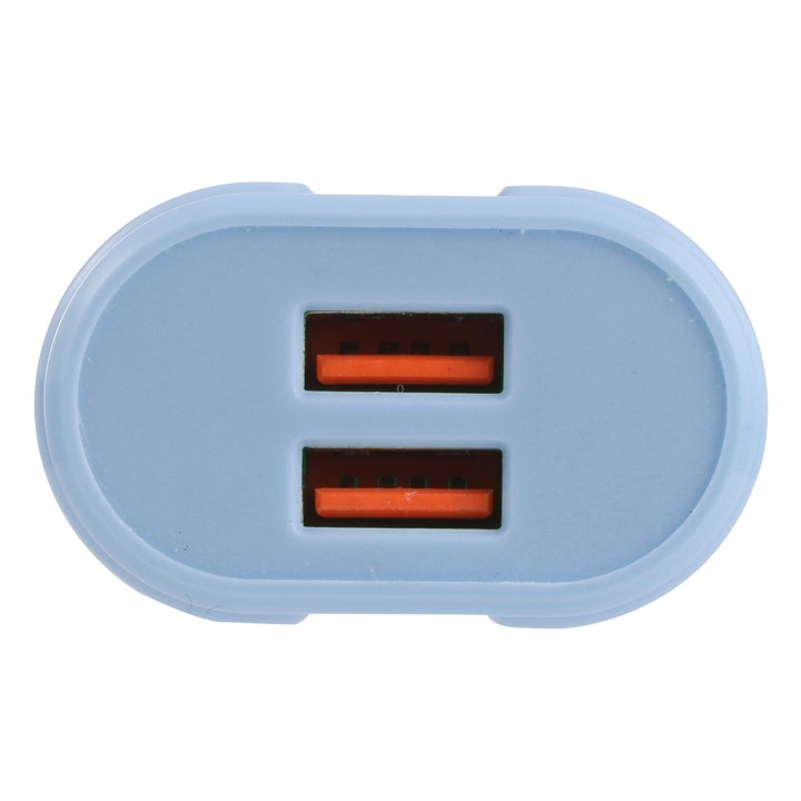 13-22 2.1A Dual USB Macarons Travel Charger, US Plug(Blue)