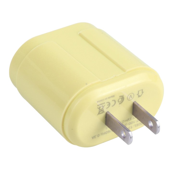 13-22 2.1A Dual USB Macarons Travel Charger, US Plug(Yellow)